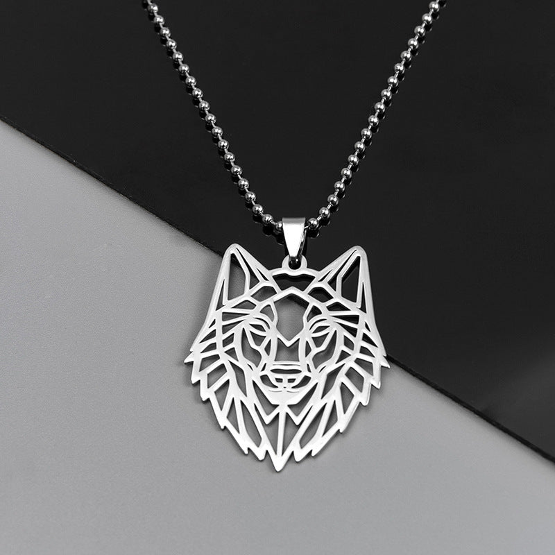 Halskette mit Wolfskopf-Anhänger aus Edelstahl für Herren Tierschmuck