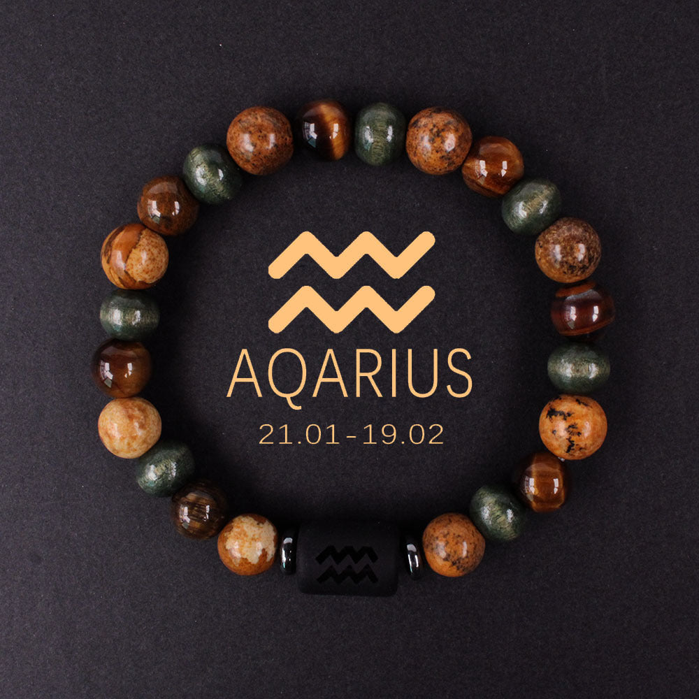 Twelve Constellation Couple Bracelet Tigereye Handmade Bracelet Shooter