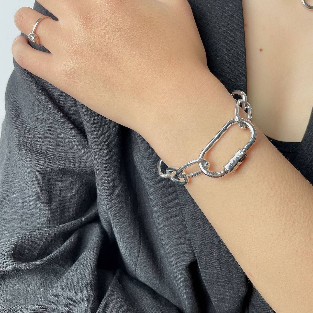 Einfaches Kreuz Dicke Kette Halskette Armband Set Damen