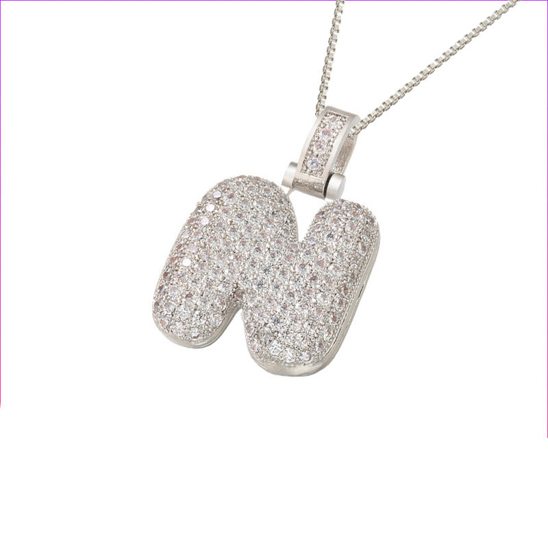 Schlüsselbeinkette Kupfer Mikro-intarsierte Zirkon 26 Buchstaben-Anhänger-Halskette für Frauen Geburtstag Schmuck Geschenke