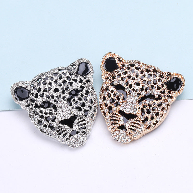 Vintage Mode Strass Leopardkopf Legierung Brosche