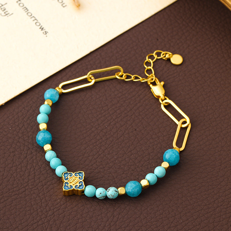 Schlichtes Temperament Öltröpfchenglasur Blumen Schmetterling Perlenarmband