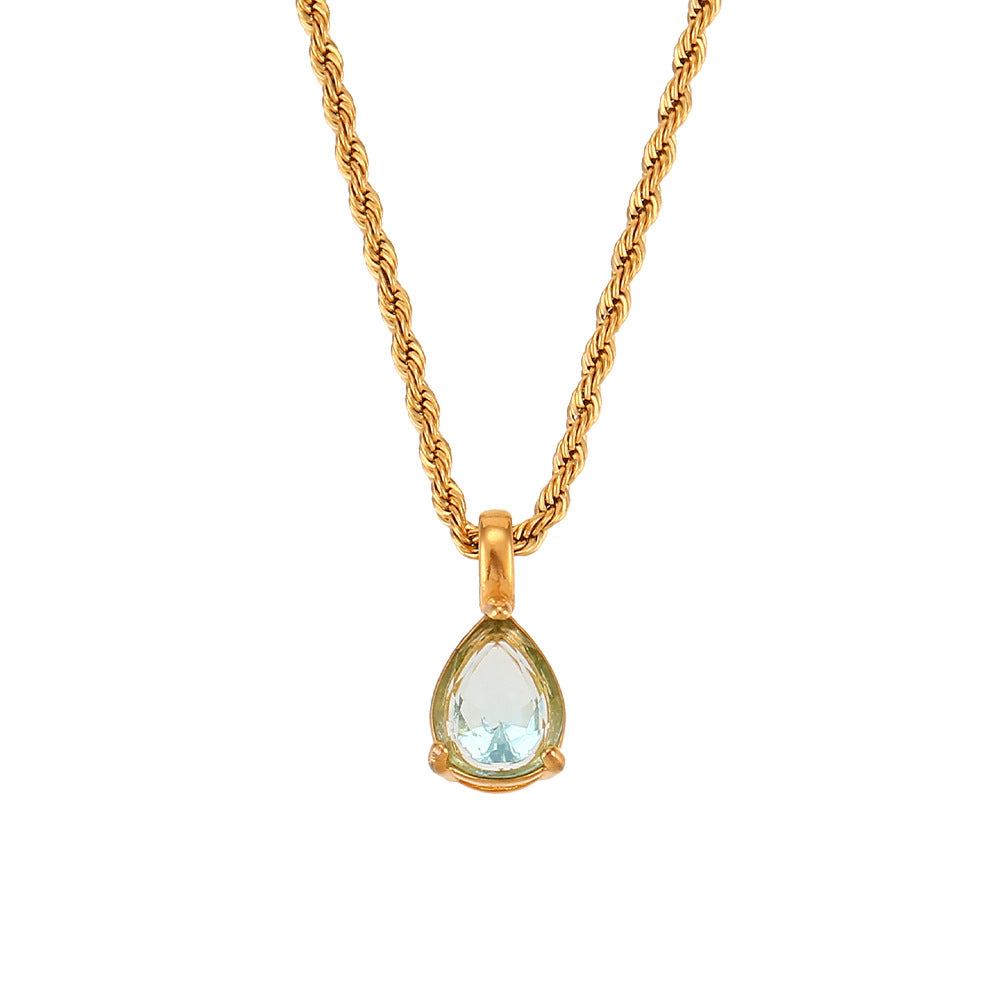 Ins Fashion Retro Stainless Steel Niche Drop Diamond Necklace