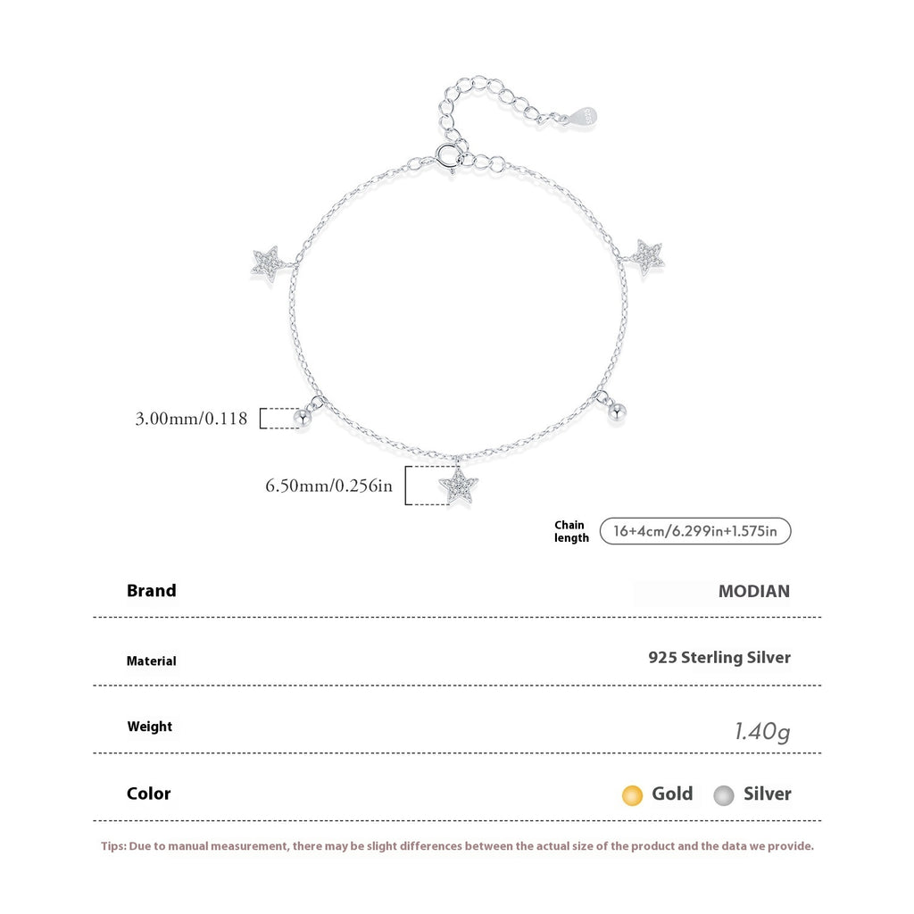 Chic Style Diamond Embedded Star Ball Pendant Bracelet