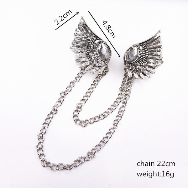 Damen Punk Flügel Juwel Vintage Kragenclip