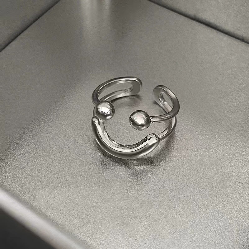 Modeschmuck Einfacher Öffnungsring Smiley-Gesicht Offene Ringe für Frauen Mädchen Süßes Happy Face Verstellbar
