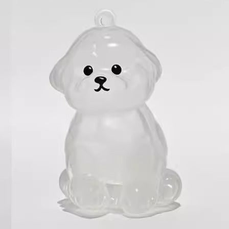 Llavero transparente para almacenamiento de pelo de mascota con colgante de bola peluda