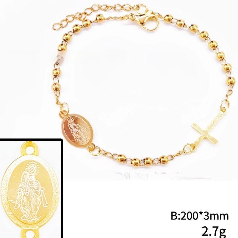 Stainless Steel Bead Cross Bracelet Jewelry Accessories
