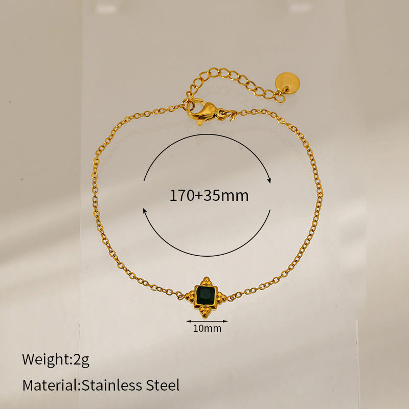 Pulsera con colgante de cristal verde pino de moda para mujer