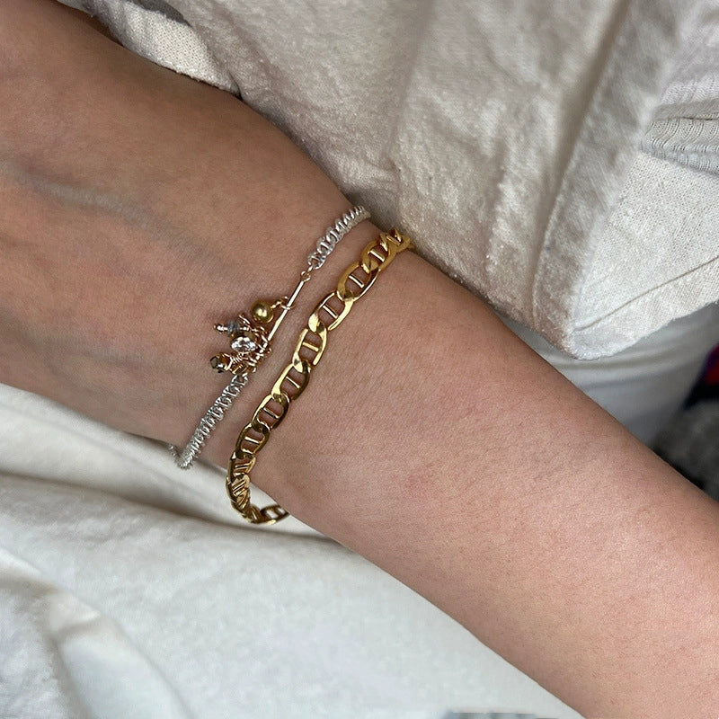 Linlang Pendant Lace S925 Silver Bracelet Simple Twin