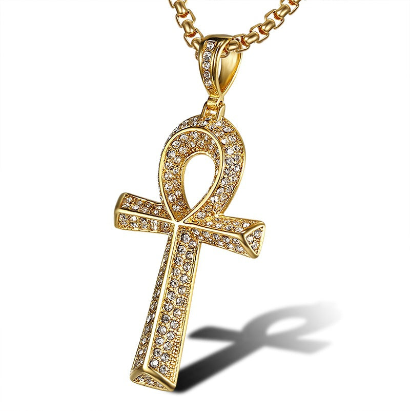 Herren ägyptischer Ankh-Kreuz-Anhänger mit Edelstahlkette