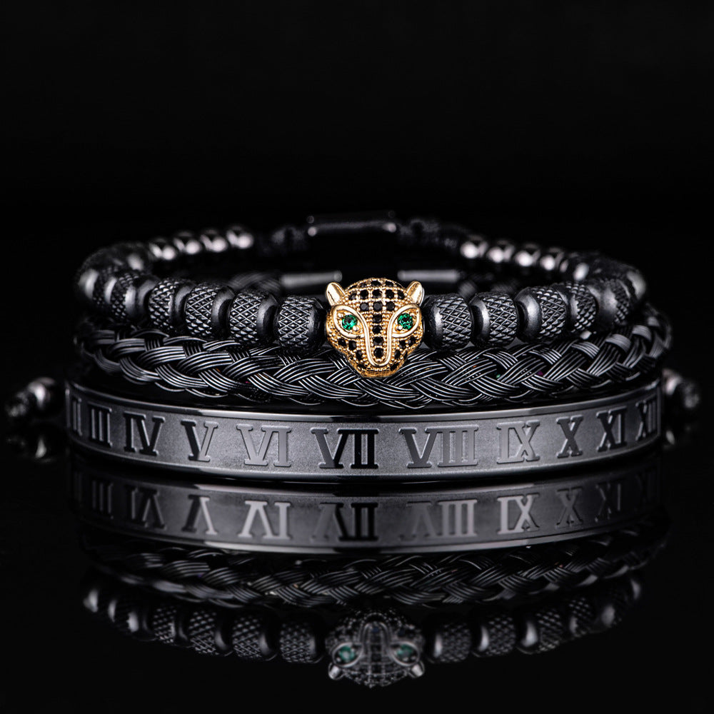 Leopardkopf-Set Mesh Ananas Perle Römisches Armband