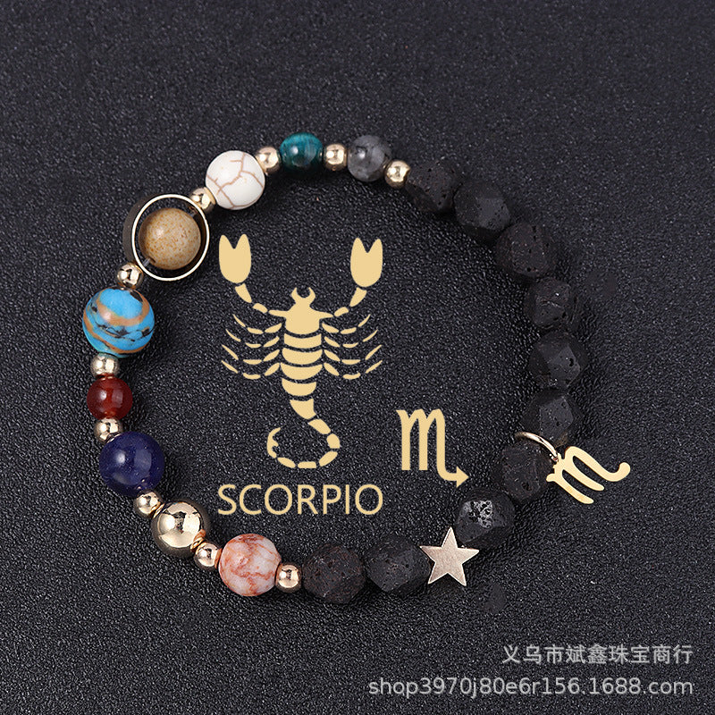 Natural Volcanic Rock Twelve Constellations Bracelets Fashion European And American Style
