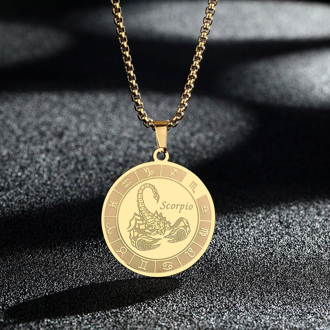 Edelstahl Konstellations-Anhänger-Halskette Goldmedaillen-Halskette